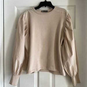 Mixed material beige sweatshirt purchased at Zara in Paris
